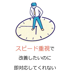 スピード重視で改善したいのに即対応してくれない
